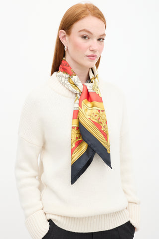 Hermes Navy & Multicolour Etriers Scarf