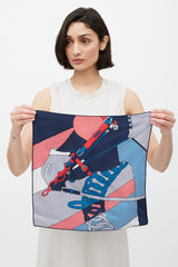 Hermès Navy & Multicolour Harnais de Cabriolet 45 Scarf