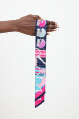 Hermès Navy & Pink Silk Tatersale Twilly