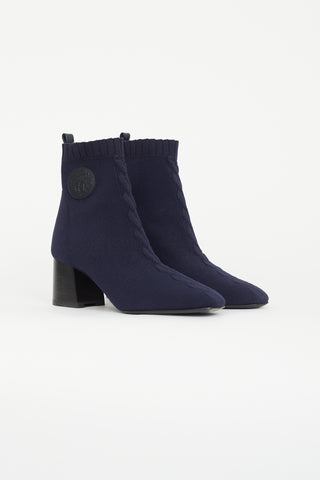 Hermès Navy Volver 60 Knit Ankle Boot