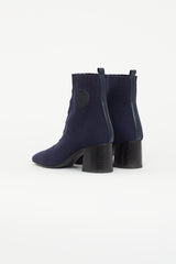Hermès Navy Volver 60 Knit Ankle Boot