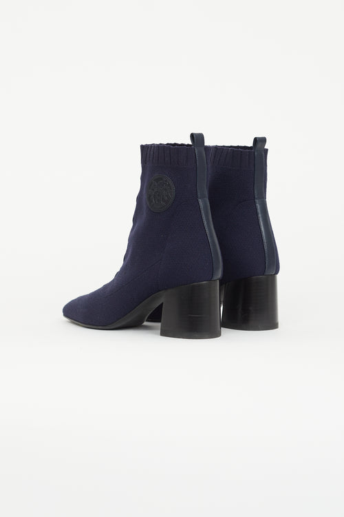 Hermès Navy Volver 60 Knit Ankle Boot