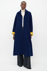 Hermes Navy & Yellow Wool Grommet Coat