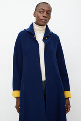 Hermes Navy & Yellow Wool Grommet Coat
