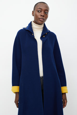 Hermes Navy & Yellow Wool Grommet Coat