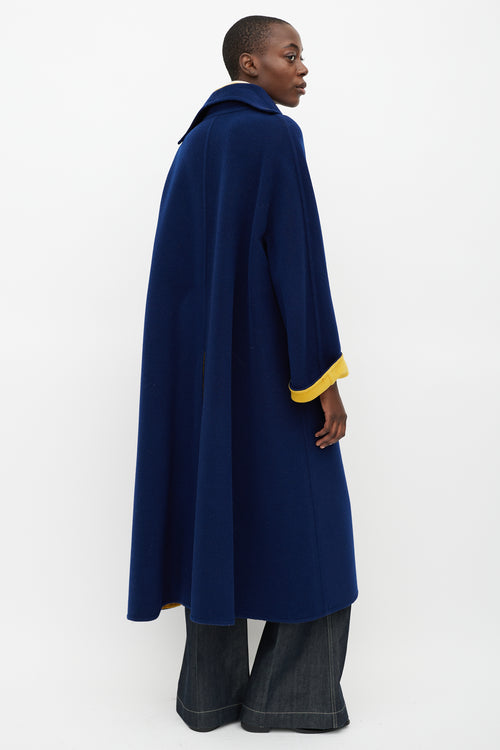 Hermes Navy & Yellow Wool Grommet Coat