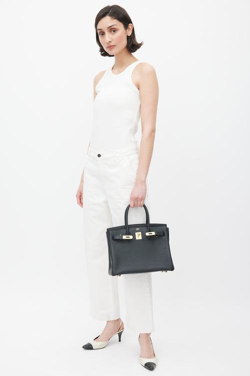Hermès 2022 Noir Clemence Leather & Gold Birkin 30 Bag