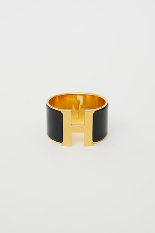 Noir Enamel Wide Cuff Bracelet