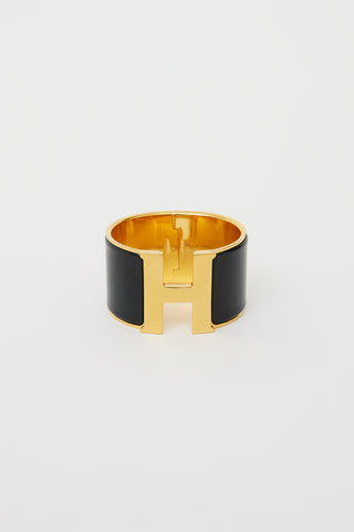 Noir Enamel Wide Cuff Bracelet