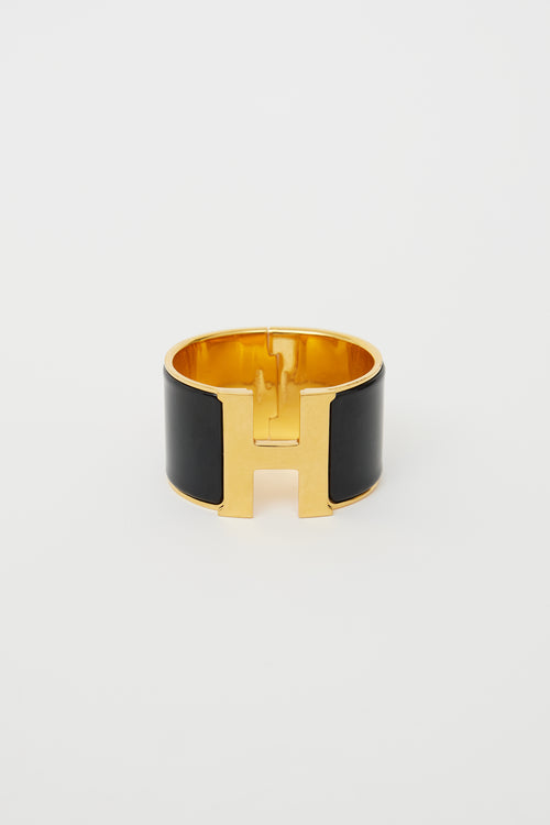 Noir Enamel Wide Cuff Bracelet