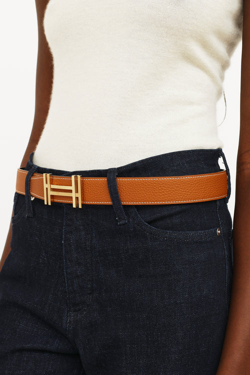 Hermès H au Carre Noir & Gold 32mm Belt