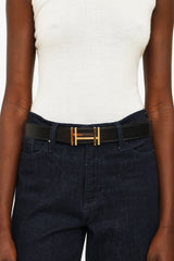 Hermès H au Carre Noir & Gold 32mm Belt