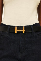 Hermès H au Carre Noir & Gold 32mm Belt