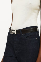 Hermès Noir & Orange H Buckle 32mm Belt