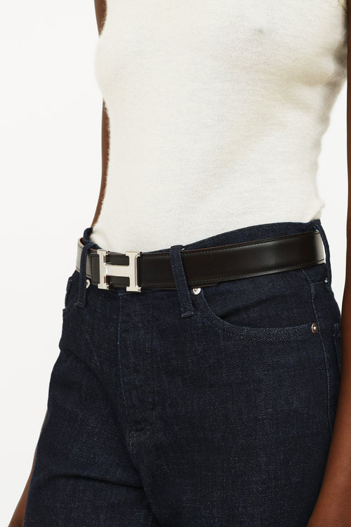 Hermès Noir & Orange H Buckle 32mm Belt