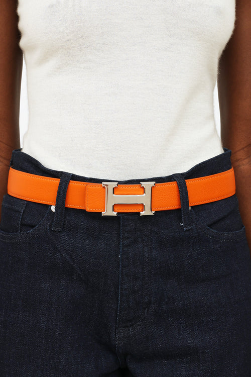 Hermès Noir & Orange H Buckle 32mm Belt