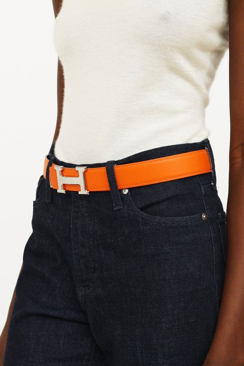 Hermès Noir & Orange H Buckle 32mm Belt