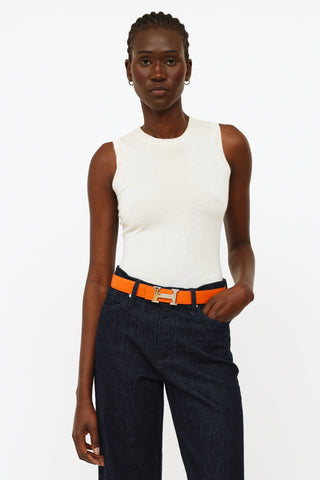 Hermès Noir & Orange H Buckle 32mm Belt