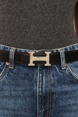 Hermès Noir & Orange H Buckle 32mm Belt