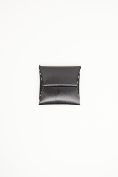 Hermès black leather Swift Bastia coin pouch
