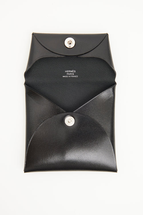 Hermès black leather Swift Bastia coin pouch