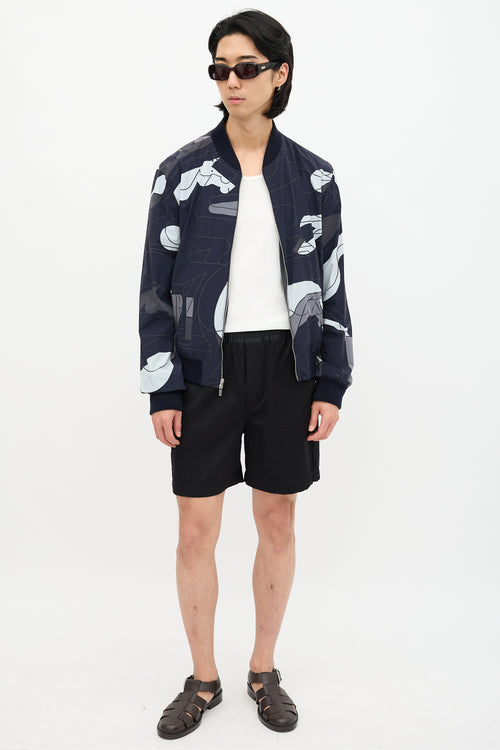 Hermès Nylon Reversible Printed Bomber Jacket