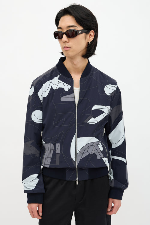 Hermès Nylon Reversible Printed Bomber Jacket