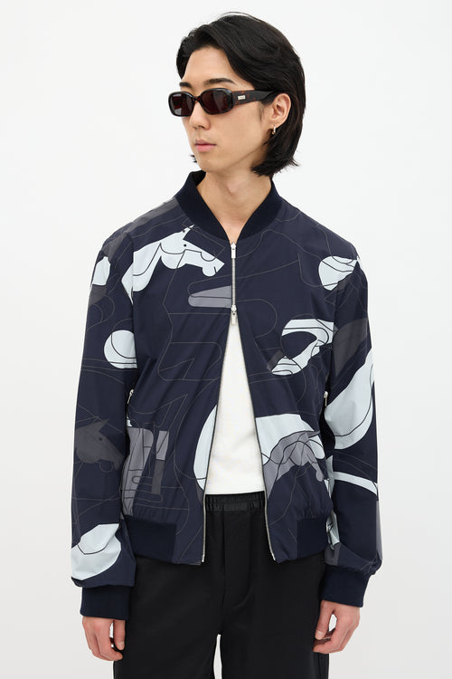 Hermès Nylon Reversible Printed Bomber Jacket