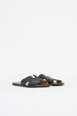Hermès Noir leather Izmir H sandals