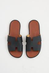 Hermès Noir leather Izmir H sandals