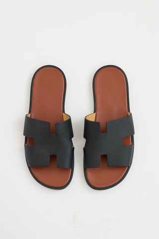 Hermès Noir leather Izmir H sandals