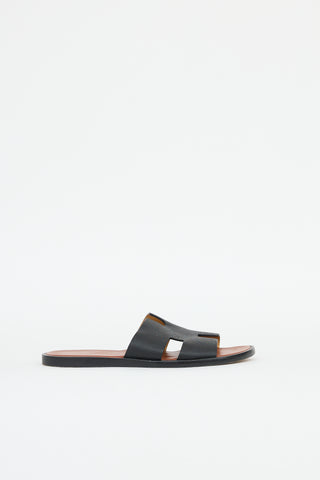Hermès Noir leather Izmir H sandals