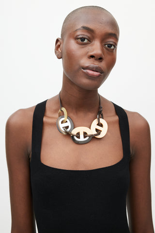 Hermès Orange & Brown Karamba Necklace