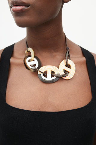 Hermès Orange & Brown Karamba Necklace