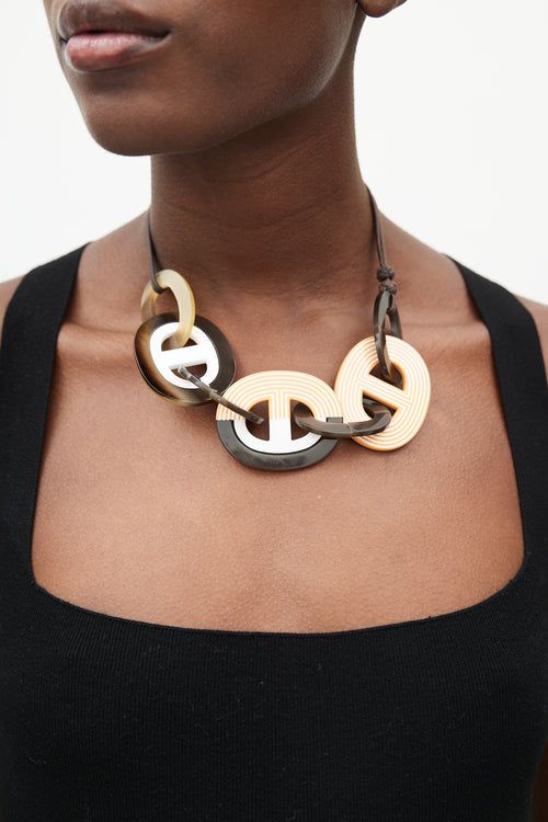 Hermès Orange & Brown Karamba Necklace