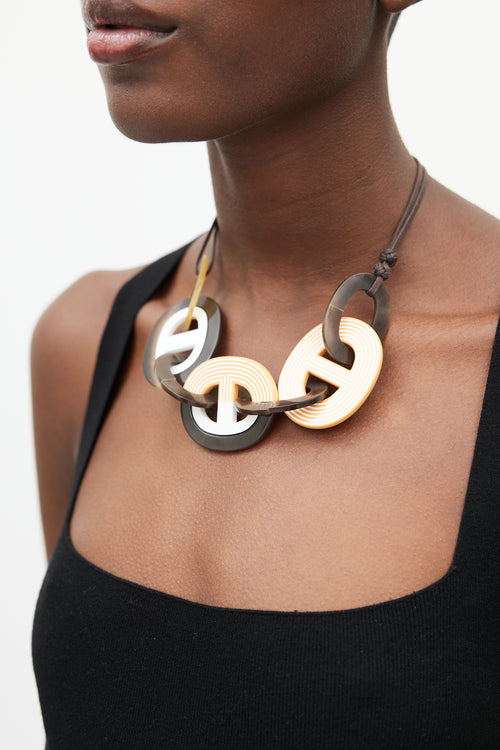 Hermès Orange & Brown Karamba Necklace