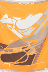 Hermès Orange & Grey Cheval De Courses 90 Scarf