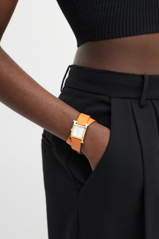 Hermès Orange & Gold Heure H Watch