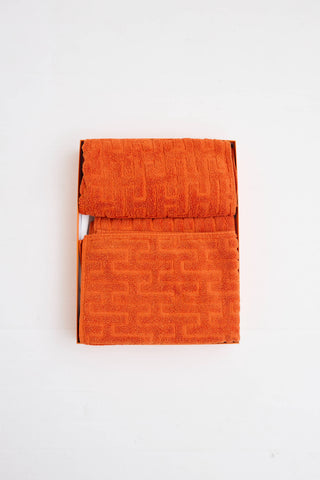 Hermès Orange Feu Stairs Three Piece Towel Set