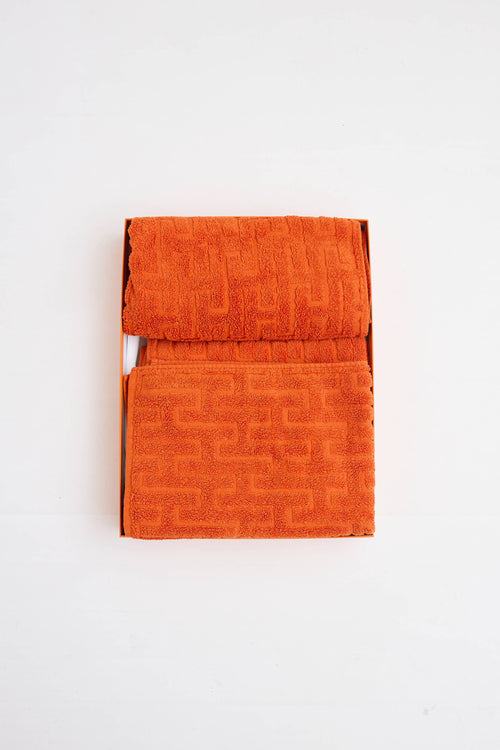 Hermès Orange Feu Stairs Three Piece Towel Set