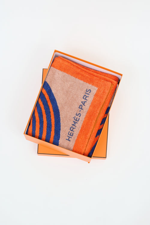 Hermès Orange & Multicolour Cotton Zen au Soleil Beach Towel