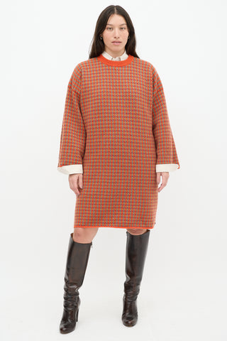 Hermès Orange & Multicolour Cashmere Knit Sweater Dress