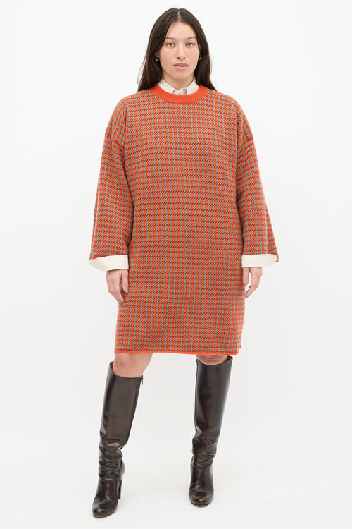 Hermès Orange & Multicolour Cashmere Knit Sweater Dress