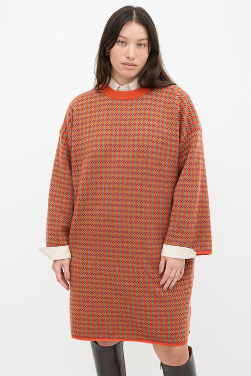 Hermès Orange & Multicolour Cashmere Knit Sweater Dress