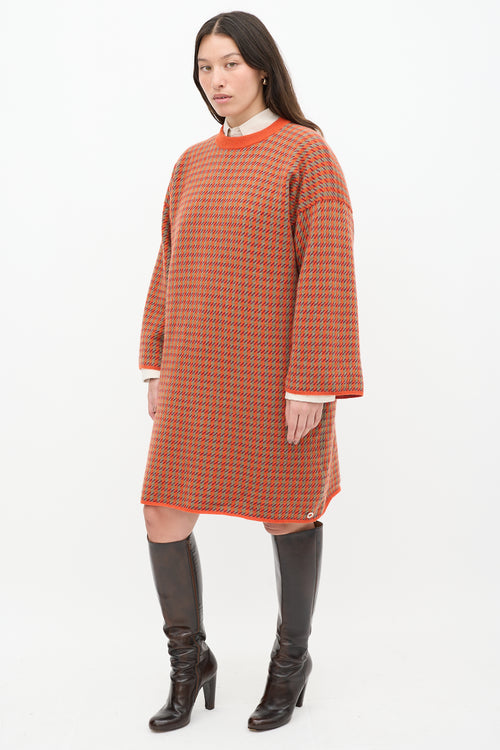 Hermès Orange & Multicolour Cashmere Knit Sweater Dress