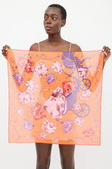 Hermès Orange & Multicolour Cotton Kelly en Caleche 65 Scarf