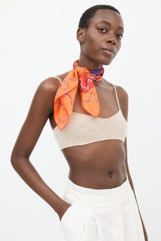 Hermès Orange & Multicolour Cotton Kelly en Caleche 65 Scarf