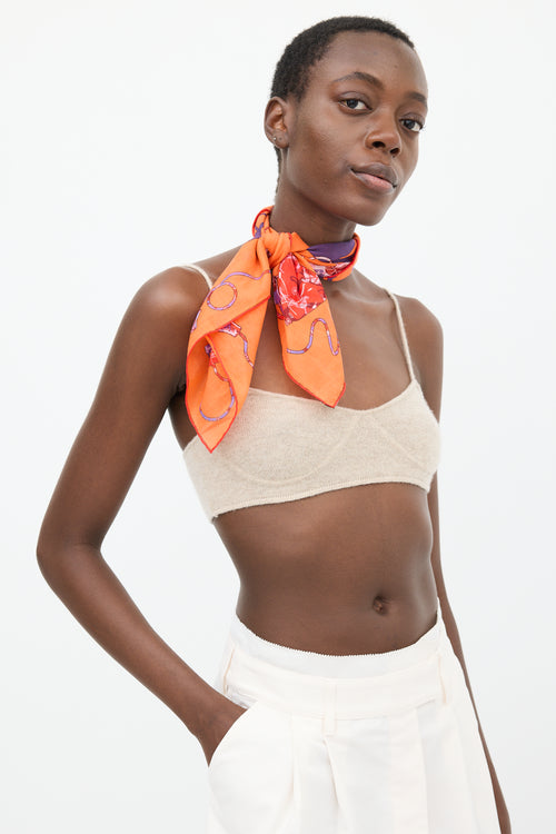 Hermès Orange & Multicolour Cotton Kelly en Caleche 65 Scarf