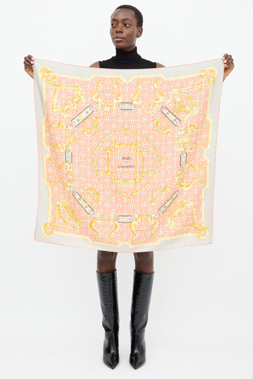 Hermès Orange & Multicolour Silk Mors et Gourmettes Remix 90 Scarf