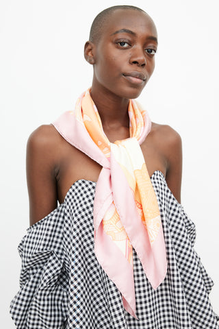 Hermès Pink & Orange Grands Fonds 90 Scarf